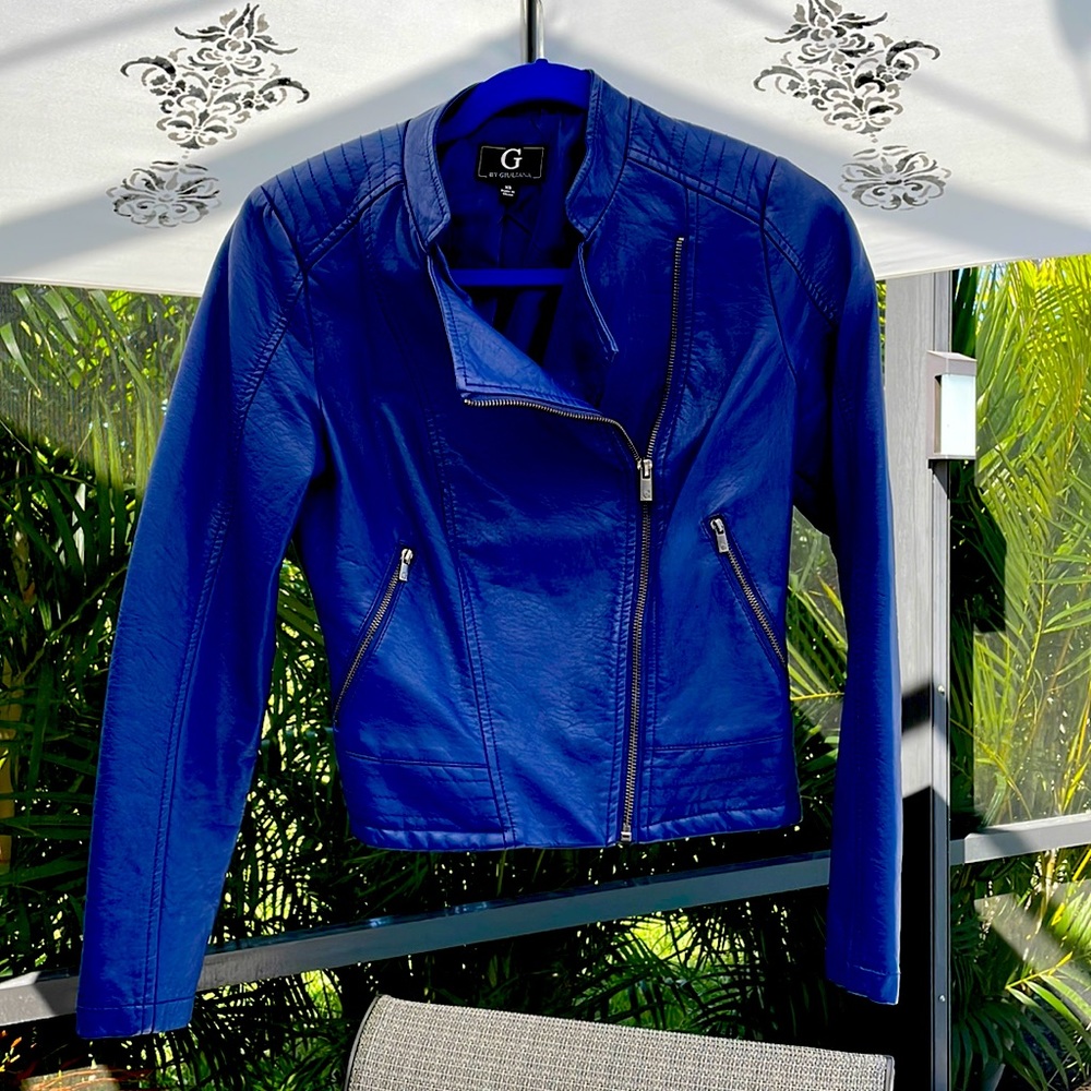 G by Giuliana Lux Moto Jacket in Blue